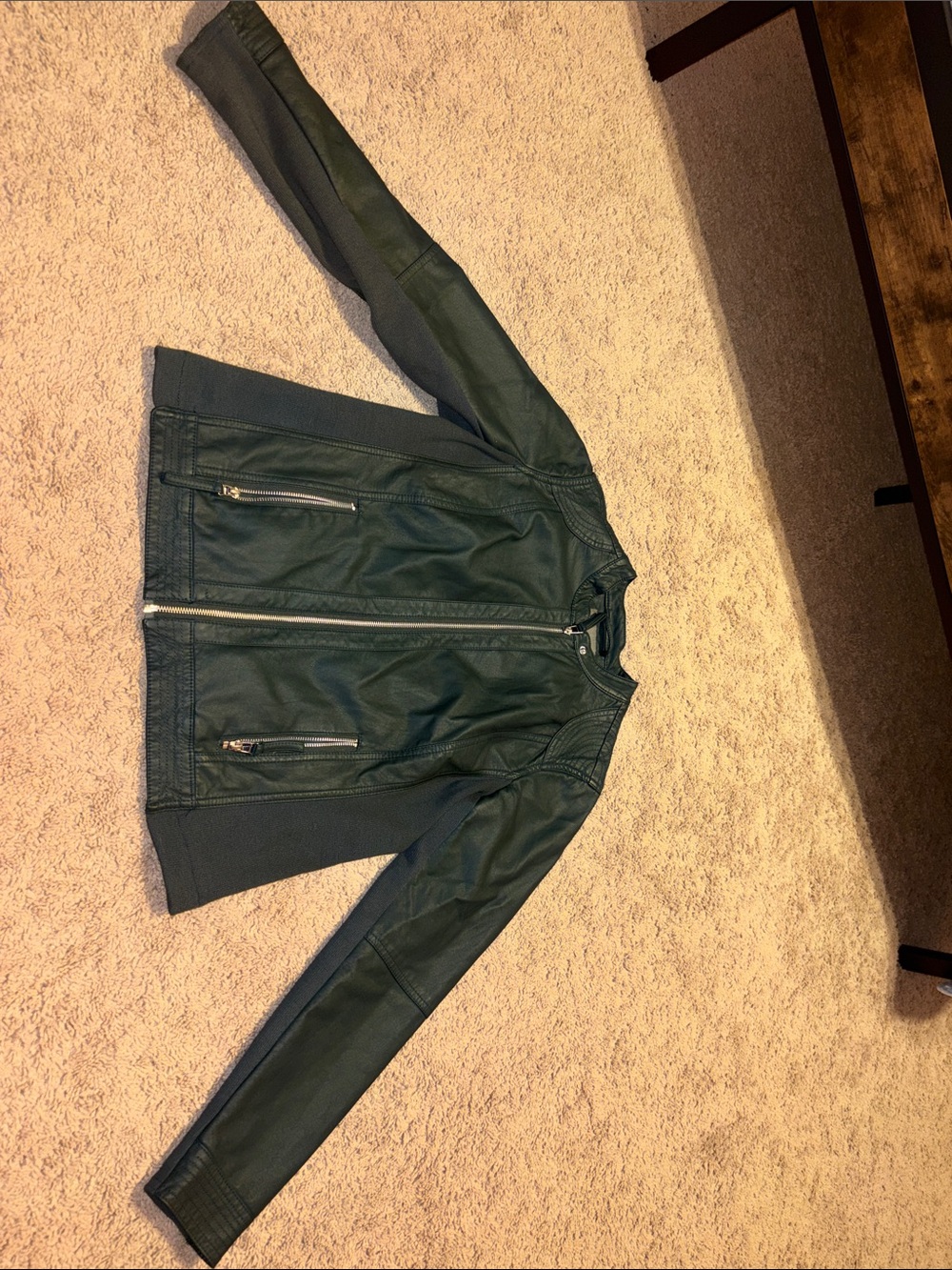 Maurices Dark Green Faux Leather Zip Jacket